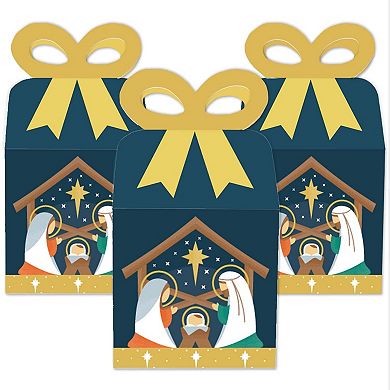 Big Dot Of Happiness Holy Nativity - Favor Gift Boxes Manger Scene Christmas Bow Boxes 12 Ct