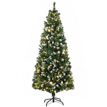Homcom 6' Pencil Prelit Artificial Christmas Tree With Snow-dipped Tips