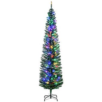 HOMCOM 7ft Pencil Prelit Artificial Christmas Tree with Colorful LED Lights