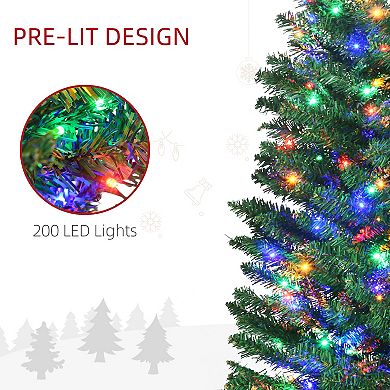HOMCOM 7ft Pencil Prelit Artificial Christmas Tree with Colorful LED Lights