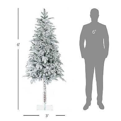 6ft Tall Flocked Artificial Christmas Tree Holiday Décor With 226 Snow Branches