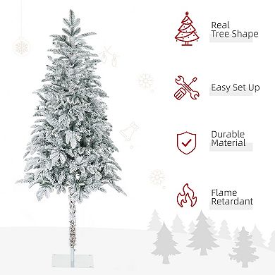 HOMCOM 6ft Artificial Christmas Tree with Snow Flocked Branches, Auto Open