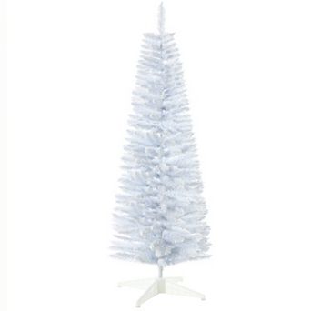 5' Snow Flocked Artificial Christmas Tree Pencil Xmas Tree W/ Branch Tips White
