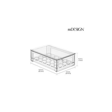 mDesign Stackable Egg Storage Box with Sliding Pull-Out Drawer and Handle, Clear
