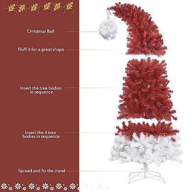 6FT Hinged Fir Artificial Fir Bent Top Christmas Tree