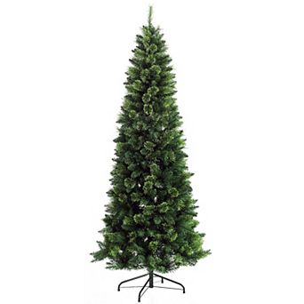 Homcom 6' Skinny Artificial Christmas Tree With Auto Open, Pine Needles