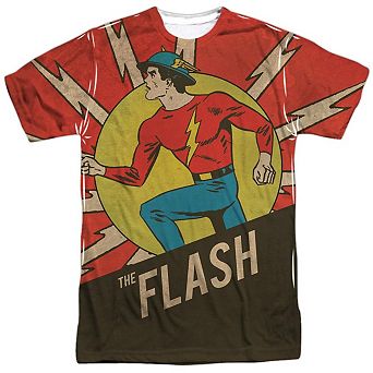 Dc Comics Flash Vintage Comic Flash Short Sleeve Adult Poly Crew T-shirt
