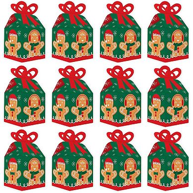 Big Dot Of Happiness Gingerbread Christmas - Square Favor Gift Boxes Holiday Bow Boxes 12 Ct