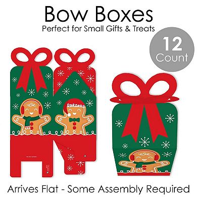 Big Dot Of Happiness Gingerbread Christmas - Square Favor Gift Boxes Holiday Bow Boxes 12 Ct