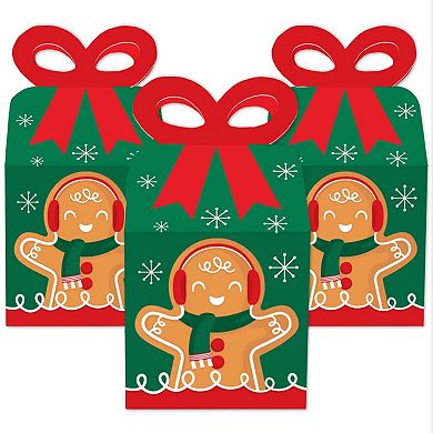 Big Dot Of Happiness Gingerbread Christmas - Square Favor Gift Boxes Holiday Bow Boxes 12 Ct