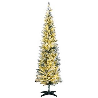 Homcom 5' Prelit Artificial Christmas Tree With Warm White Led Lights, Green