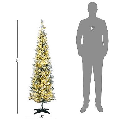 Homcom 5' Prelit Artificial Christmas Tree With Warm White Led Lights, Green