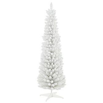 6' Snow Flocked Artificial Christmas Tree Pencil Xmas Tree W/ Branch Tips