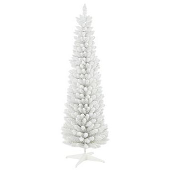 6' Snow Flocked Artificial Christmas Tree Pencil Xmas Tree W/ Branch Tips