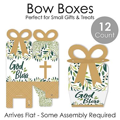 Big Dot Of Happiness Elegant Cross - Square Favor Gift Boxes Religious Party Bow Boxes 12 Ct