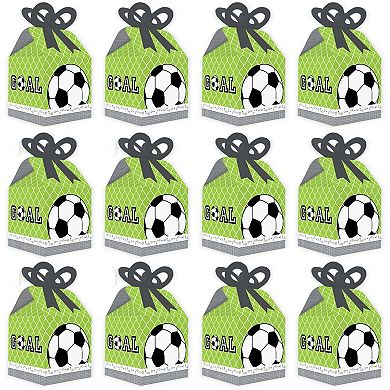 Big Dot Of Happiness Goaaal - Soccer - Square Favor Gift Boxes - Party Bow Boxes - 12 Ct