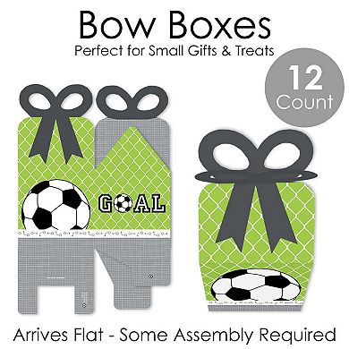 Big Dot Of Happiness Goaaal - Soccer - Square Favor Gift Boxes - Party Bow Boxes - 12 Ct