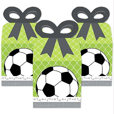 Big Dot Of Happiness Goaaal - Soccer - Square Favor Gift Boxes - Party Bow Boxes - 12 Ct