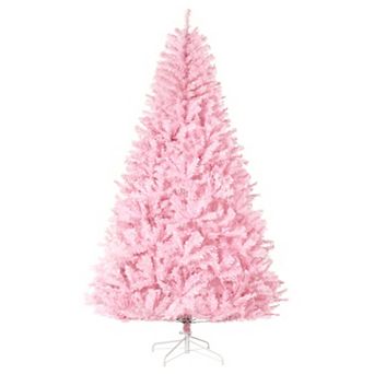 Homcom 7' Artificial Christmas Tree With Auto Open, Wide Shape, Pink