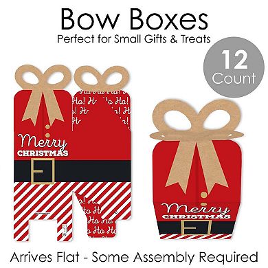 Big Dot Of Happiness Jolly Santa Claus - Favor Gift Boxes - Christmas Party Bow Boxes - 12 Ct