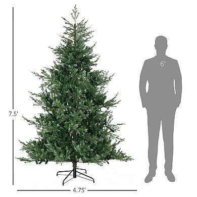 HOMCOM 7.5ft Wide Artificial Christmas Tree with Auto Open, Steel Base