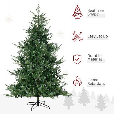 HOMCOM 7.5ft Wide Artificial Christmas Tree with Auto Open, Steel Base