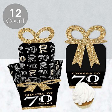 Big Dot Of Happiness Adult 70th Birthday Gold Square Favor Gift Boxes Party Bow Boxes 12 Ct