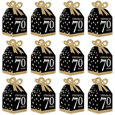 Big Dot Of Happiness Adult 70th Birthday Gold Square Favor Gift Boxes Party Bow Boxes 12 Ct