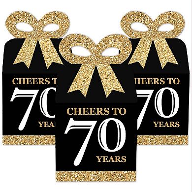 Big Dot Of Happiness Adult 70th Birthday Gold Square Favor Gift Boxes Party Bow Boxes 12 Ct