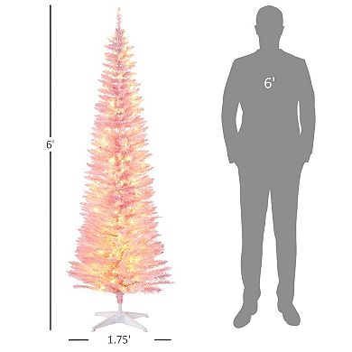 Homcom 6' Prelit Artificial Christmas Tree With Warm White Led Lights, White