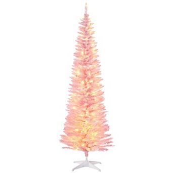 Homcom 6' Prelit Artificial Christmas Tree With Warm White Led Lights, White
