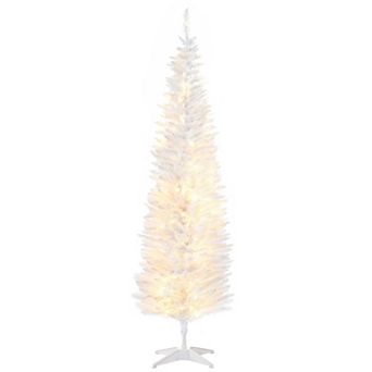 Homcom 6' Prelit Artificial Christmas Tree With Warm White Led Lights, White