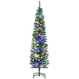 Homcom 6' Pencil Prelit Artificial Christmas Tree With Colorful Led Lights