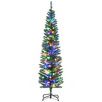 HOMCOM 6ft Pencil Prelit Artificial Christmas Tree with Colorful LED Lights