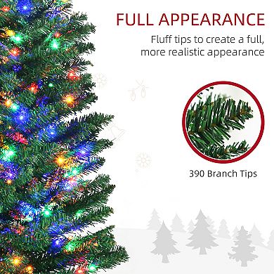 HOMCOM 6ft Pencil Prelit Artificial Christmas Tree with Colorful LED Lights