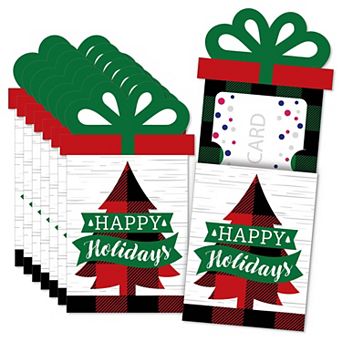 Big Dot Of Happiness Holiday Plaid Trees Christmas Money & Gift Card Nifty Gifty Holders 8 ct