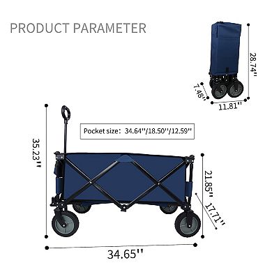 Utility Collapsible Folding Wagon Cart Heavy Duty Foldable, Beach Wagon