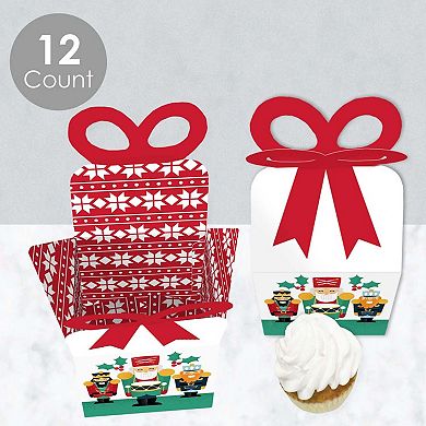 Big Dot Of Happiness Christmas Nutcracker - Square Favor Gift Boxes - Holiday Bow Boxes 12 Ct