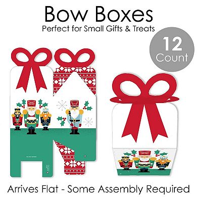 Big Dot Of Happiness Christmas Nutcracker - Square Favor Gift Boxes - Holiday Bow Boxes 12 Ct