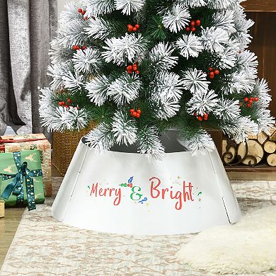 Christmas Tree Collar 26 Inch Metal Tree Ring Xmas Tree Skirt Decoration White