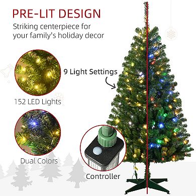5ft Tall Prelit Artificial Christmas Tree Holiday Décor W/ Branches Led Lights