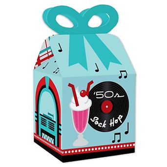 Big Dot Of Happiness 50's Sock Hop Square Favor Gift Boxes 1950s Rock N Roll Bow Boxes 12 ct