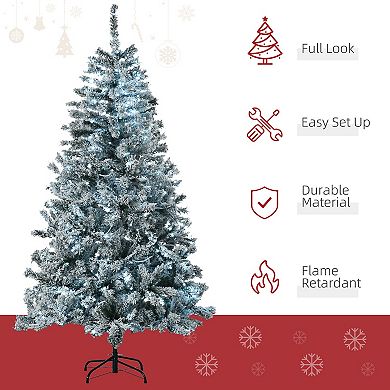 6ft Prelit Artificial Christmas Tree Holiday Décor With Snow Flocked Branches