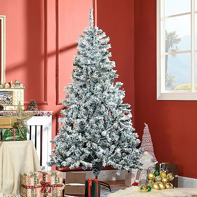 6ft Prelit Artificial Christmas Tree Holiday Décor With Snow Flocked Branches
