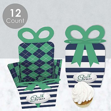 Big Dot Of Happiness Par-tee Time - Golf - Square Favor Gift Boxes - Party Bow Boxes - 12 Ct