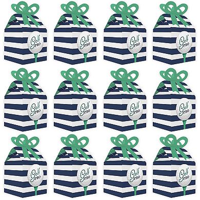Big Dot Of Happiness Par-tee Time - Golf - Square Favor Gift Boxes - Party Bow Boxes - 12 Ct