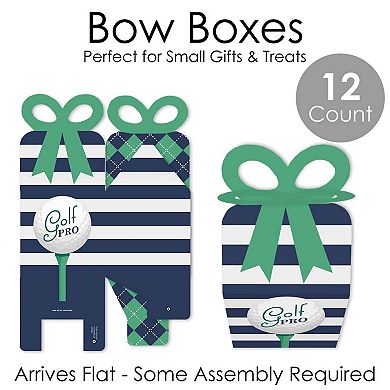 Big Dot Of Happiness Par-tee Time - Golf - Square Favor Gift Boxes - Party Bow Boxes - 12 Ct