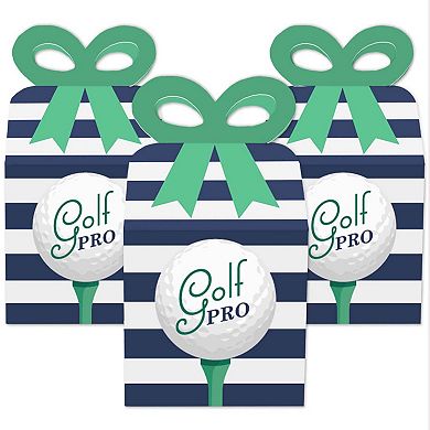Big Dot Of Happiness Par-tee Time - Golf - Square Favor Gift Boxes - Party Bow Boxes - 12 Ct