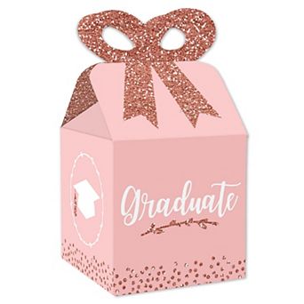 Big Dot Of Happiness Rose Gold Grad Square Favor Gift Boxes Graduation Party Bow Boxes 12 ct