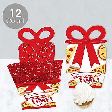 Big Dot Of Happiness Pizza Party Time - Square Favor Gift Boxes - Party Bow Boxes - 12 Ct